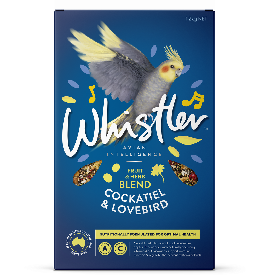 WHISTLER COCKATIEL & LOVEBIRD GOURMET BLEND WITH FRUIT & HERB SUPERFOODS 1.2KG