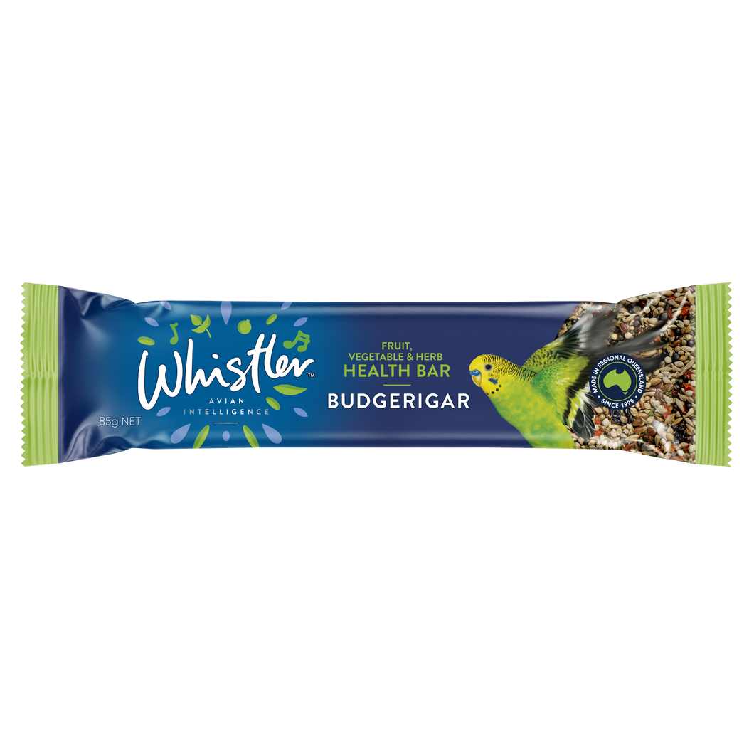 WHISTLER BUDGERIGAR HEALTH BAR WITH FRUIT, VEG, AND HERB SUPERFOODS 85G