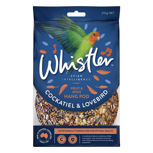 WHISTLER COCKATIEL & LOVEBIRD POD WITH FRUIT & SPICE 210G