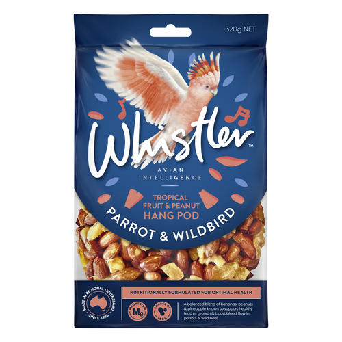 WHISTLER PARROT & WILDBIRD POD TROPICAL FRUIT & PEANUT BLEND 320G