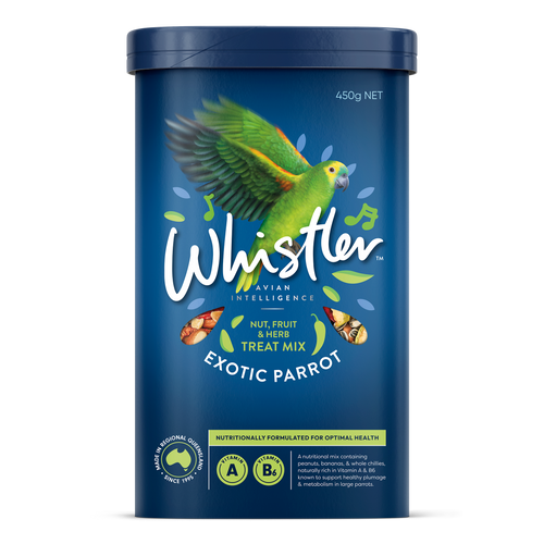 WHISTLER EXOTIC LARGE PARROT TREAT MIX WITH NUTS, FRUITS AND HERB 450G