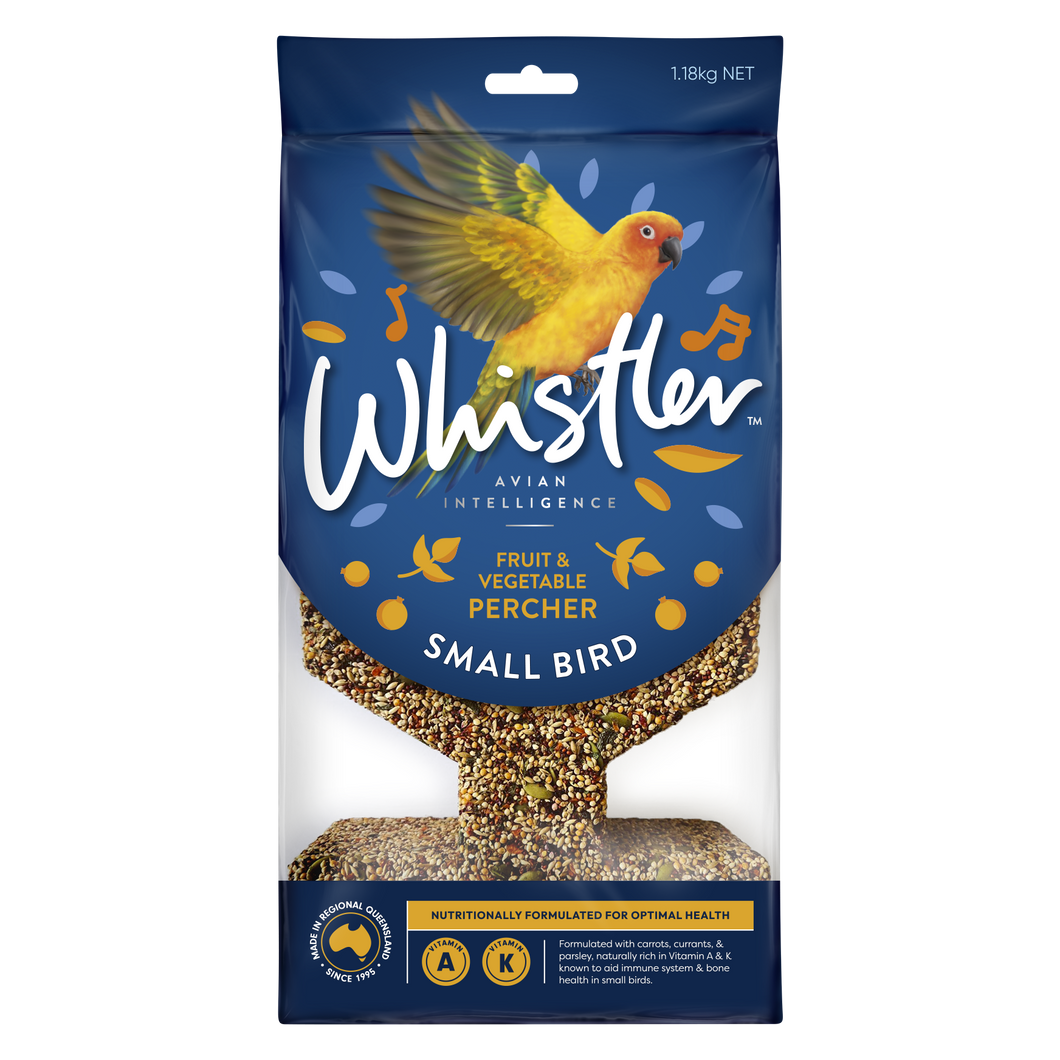 WHISTLER SMALL PARROT PERCHER WITH FRUIT, VEG, AND HERB SUPERFOODS 1.18KG