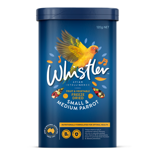 WHISTLER SMALL & MEDIUM PARROT FREEZE DRIED MIXED FRUIT & VEGETABLE MEDLEY 120G