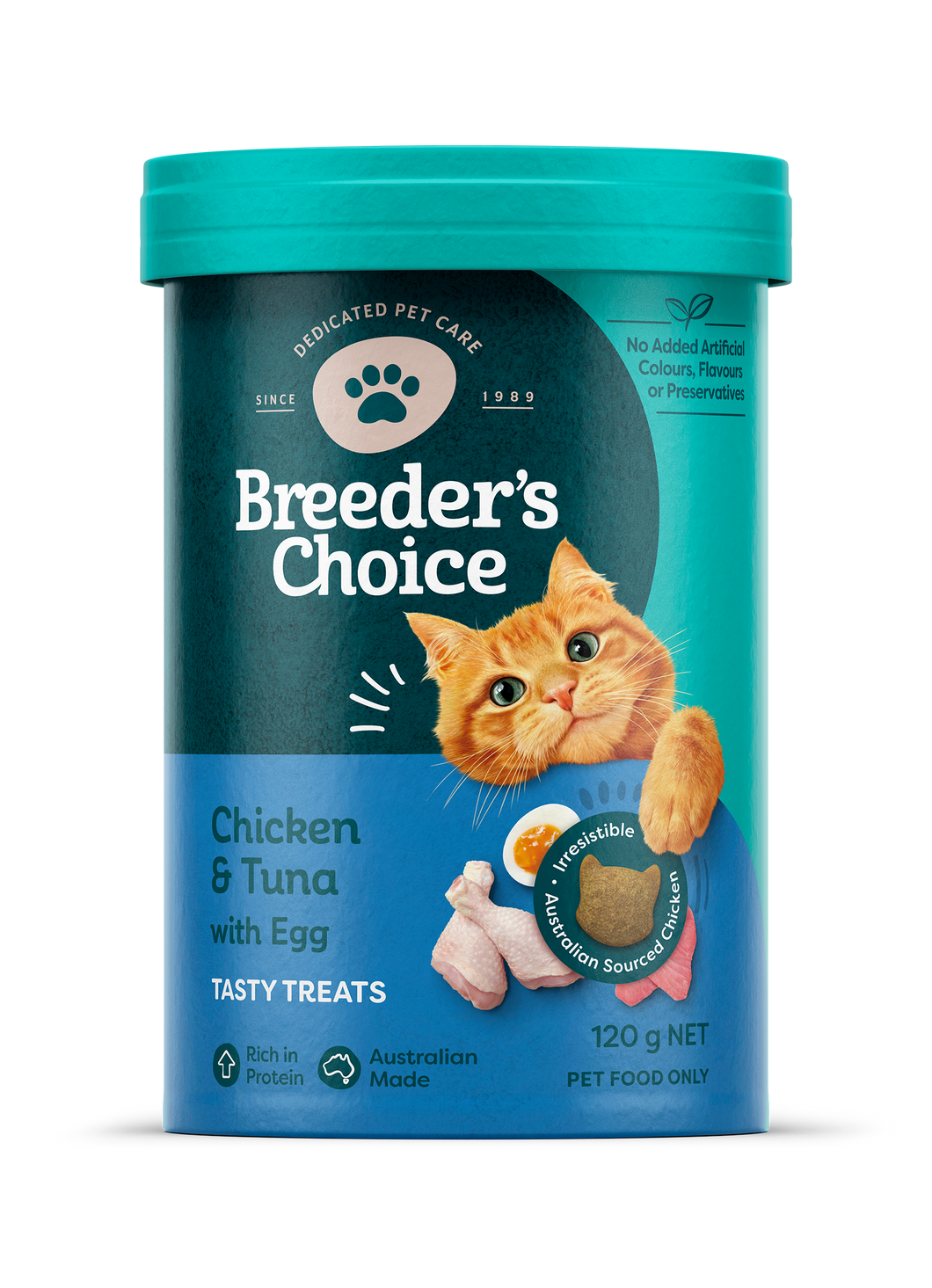 Breeder's Choice Cat Treats Chicken Tuna & Egg 120g