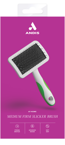 Andis Firm Slicker Brush Medium White Lime Green