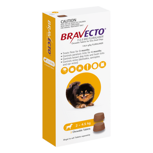 BRAVECTO VERY SMALL DOG YELLOW 2-4.5KG 2PACK
