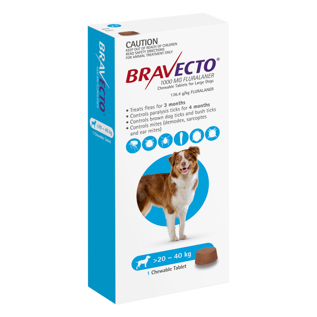 BRAVECTO LARGE DOG BLUE 20-40KG 1PACK