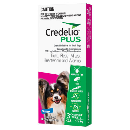 CREDELIO PLUS SMALL 2.8-5.5KG PINK 3PK CHEWABLE TABLET