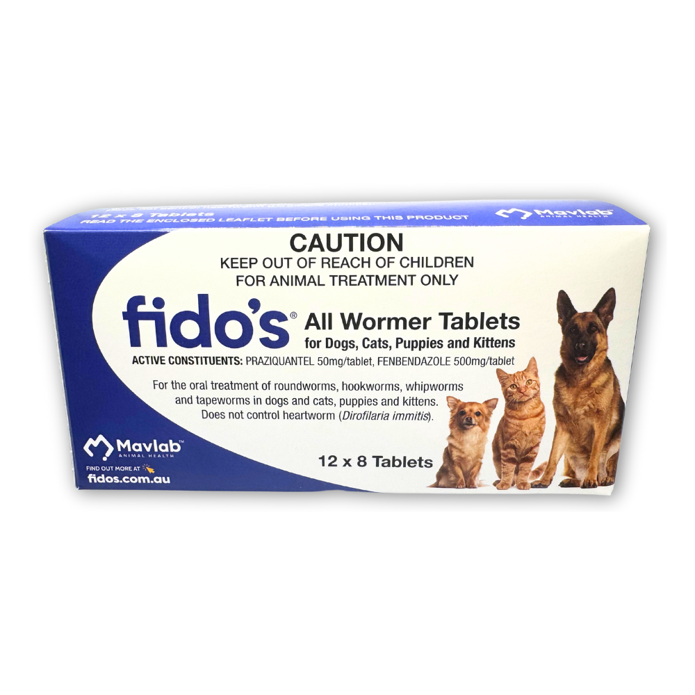 Fidos All Wormer Tablets For Dogs And Cats 2.5-10kg 96 Tablet Pack