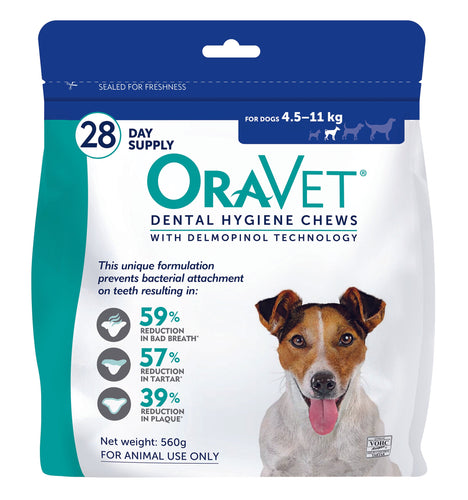 ORAVET DENTAL CHEWS DOG SMALL 4.5-11KG 28PK