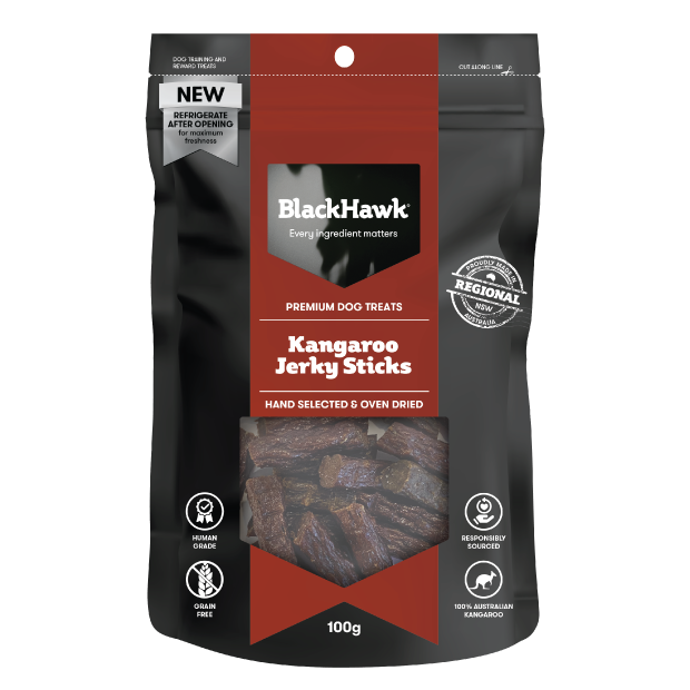 Black Hawk Dog Treats Kangaroo Jerky Sticks 100g