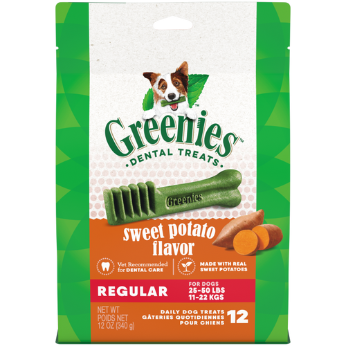 GREENIES  Canine Sweet Potato Flavored Regular Dental Treats 340g