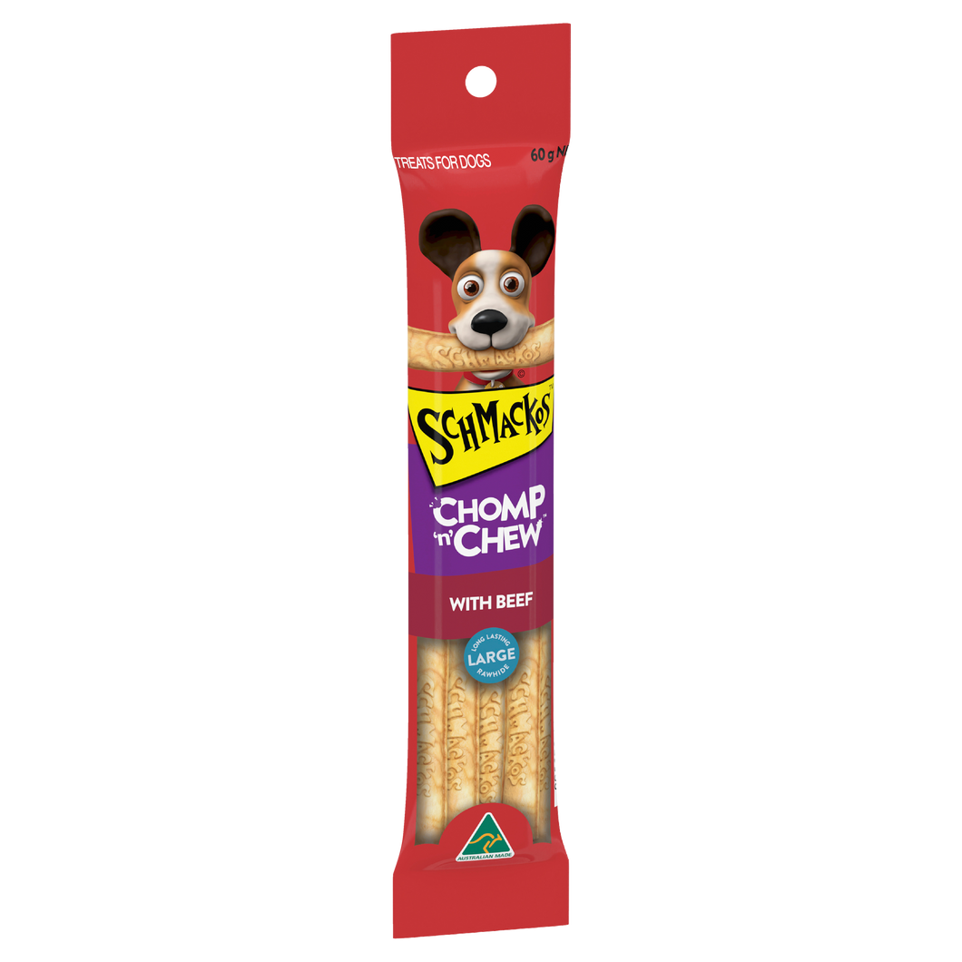 SCHMACKOS CHOMP 'n' CHEW Dog Treat Beef 60g