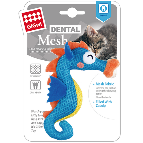 GIGWI DENTAL MESH SEAHORSE WITH CATNIP