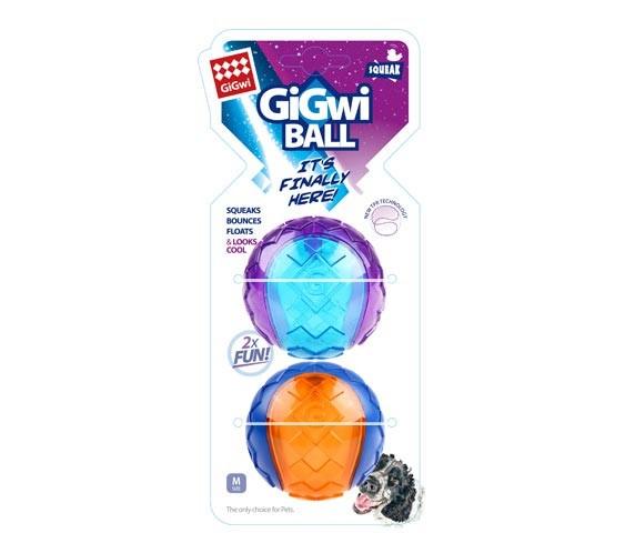 GIGWI BALL MEDIUM 2PACK
