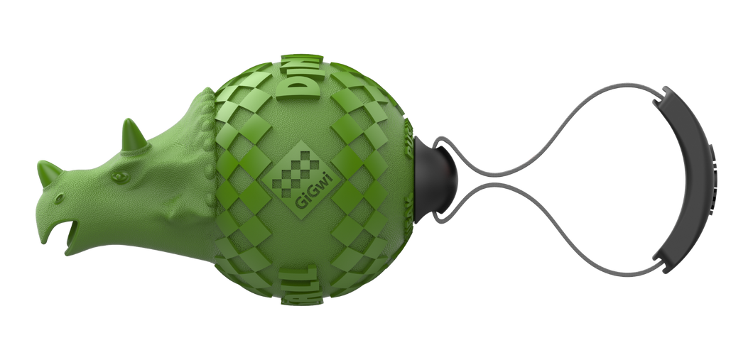 GIGWI DINOBALL TRICERATOPS PUSH TO MUTE GREEN