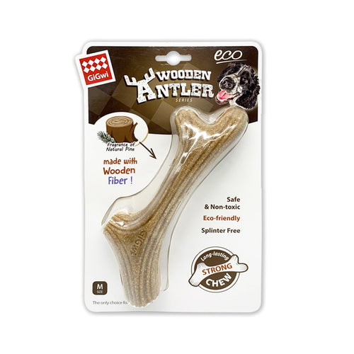 GIGWI DOG CHEW WOODEN ANTLER MEDIUM
