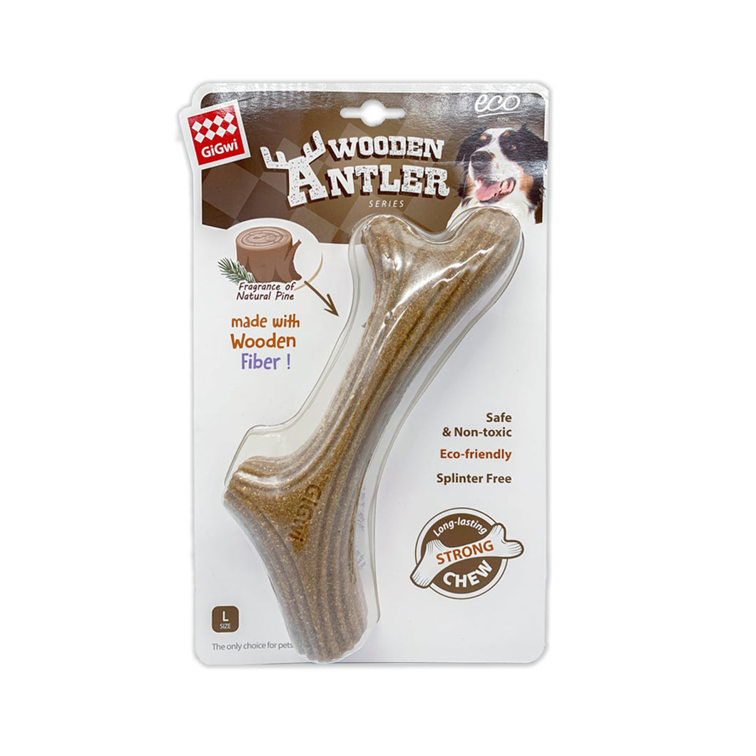 GIGWI DOG CHEW WOODEN ANTLER LARGE