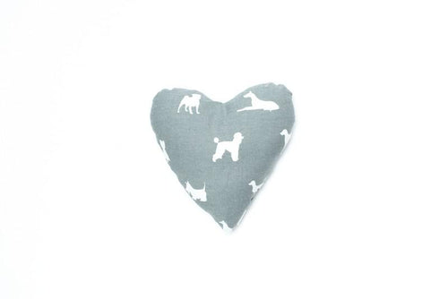 MOG AND BONE HEART SHAPED SOFT TOY GREY DOG