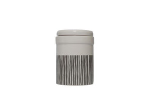 MOG AND BONE CERAMIC CANISTER GREY STRIPE