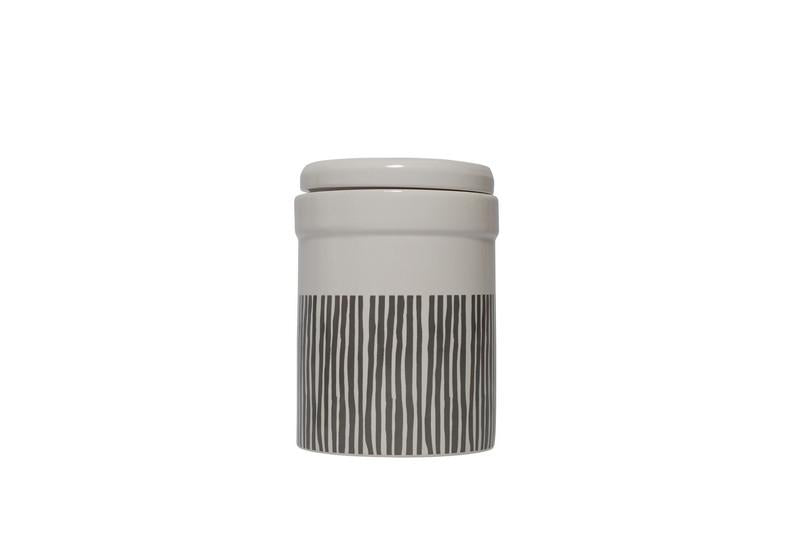 MOG AND BONE CERAMIC CANISTER GREY STRIPE