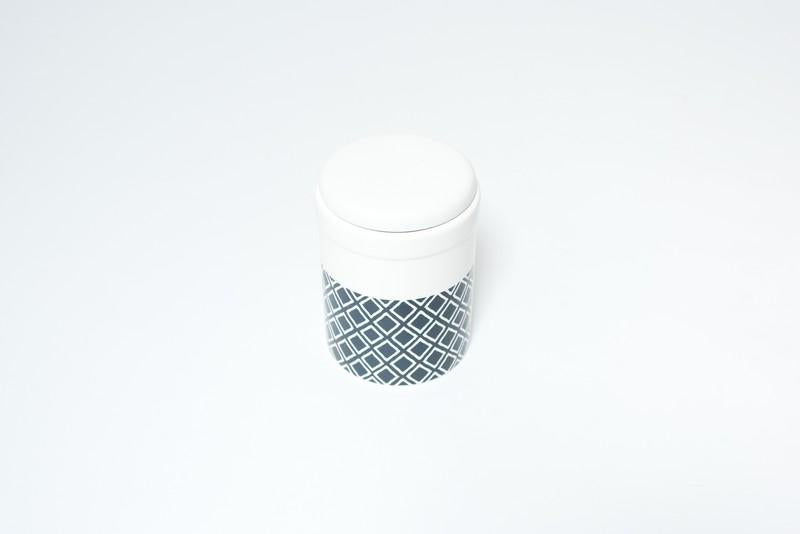 MOG AND BONE CERAMIC TREAT CANISTER NAVY IKAT 1.5L