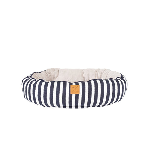 MOG AND BONE 4SEASONS REVERSIBLE CIRCULAR BED NAVY HAMPTON STRIPE XL